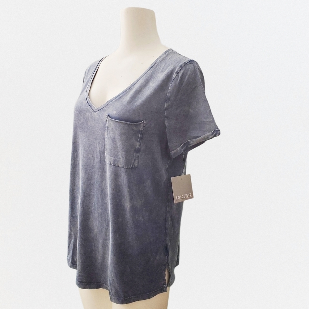 Falls Creek Distressed Blue Short Sleeve Size M - Picture 5 of 9